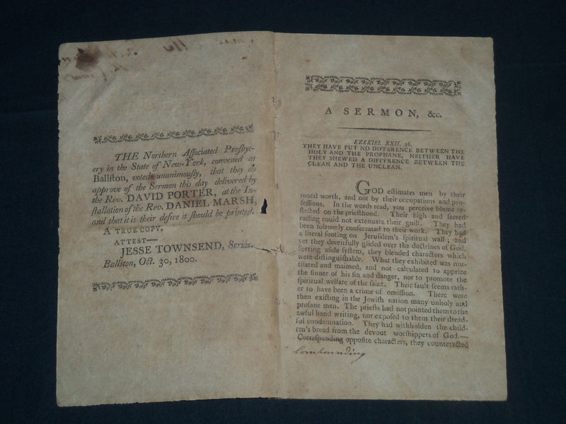 1801 A DISCOURSE INSTILLATION OF REVEREND DANIEL MARSH BOOK -STOCKBRIDGE- J 4303