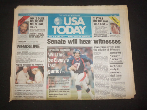 1999 JANUARY 28 USA TODAY NEWSPAPER - SENATE WILL HEAR WITNESSES - NP 7994