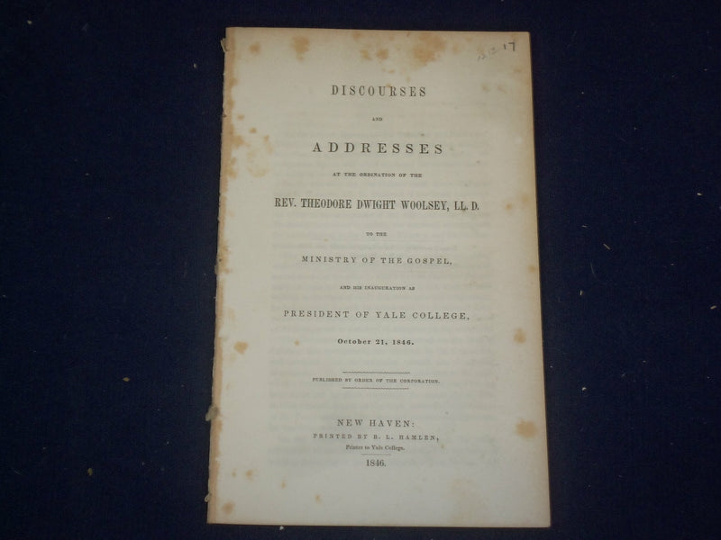1846 YALE COLLEGE ORDINATION OF REV. THEODORE DWIGHT WOOLSEY - J 4713
