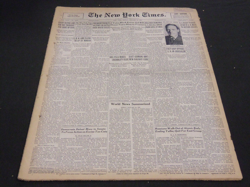 1950 JANUARY 20 NEW YORK TIMES - HISS PLEA MAKES CREDIBILITY ISSUE - NT 4580