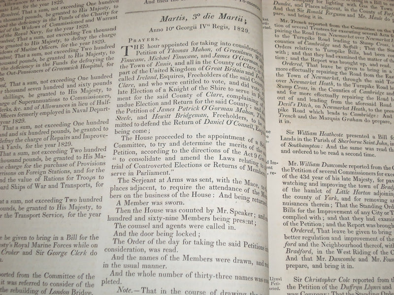 1829 JOURNALS OF THE HOUSE OF COMMONS - KING GEORGE IV 10TH YEAR REIGN - KD 4F