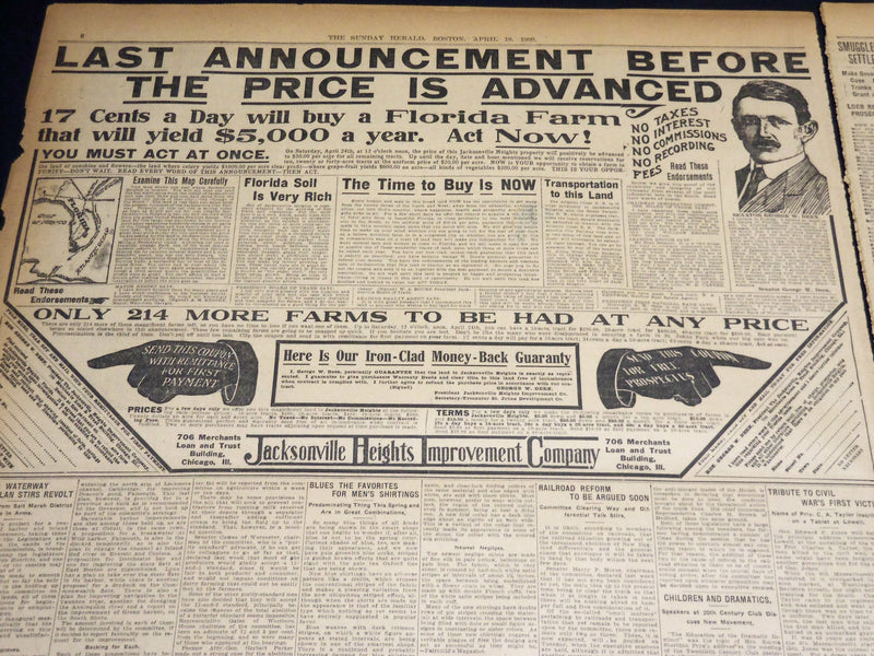 1909 APRIL 18 THE BOSTON HERALD - TAFT ENJOYS FIRST ROAST OF HIS TERM - BH 390