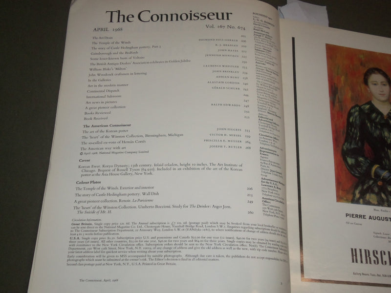 1968 APRIL THE CONNOISSEUR MAGAZINE - AMERICAN EDITION - NICE ADS - SP 8563