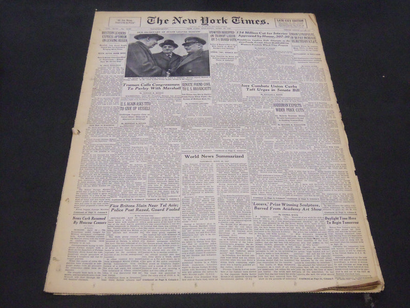 1947 APRIL 26 NEW YORK TIMES - FIVE BRITONS SLAIN NEAR TEL AVIV - NT 5168