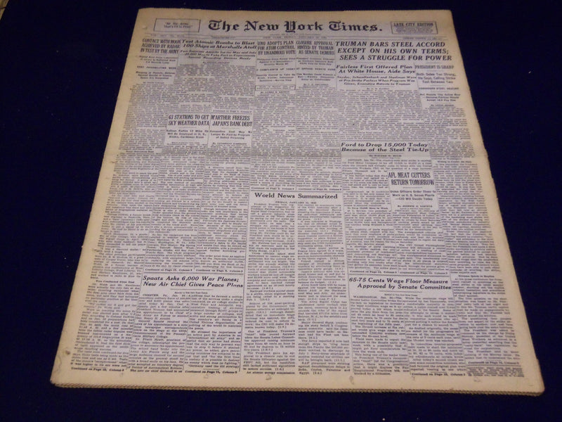 1946 JANUARY 25 NEW YORK TIMES - TRUMAN BARS STEEL ACCORD - NT 2961