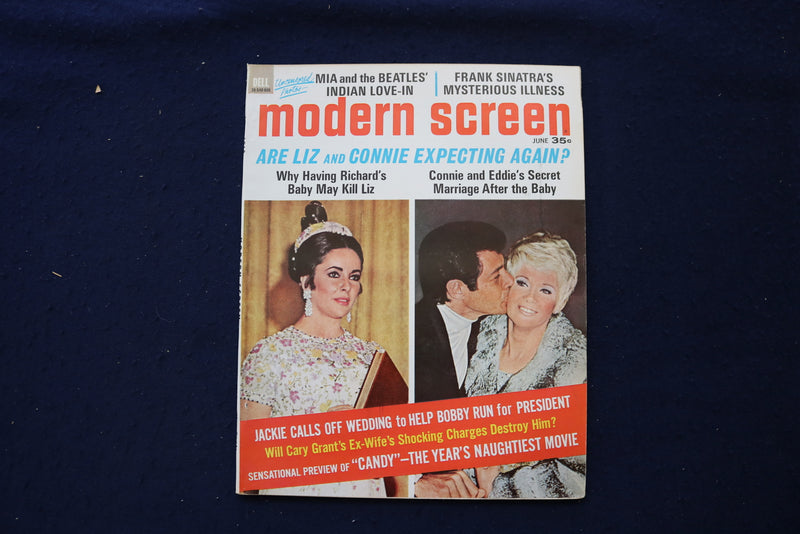 1968 JUNE MODERN SCREEN MAGAZINE - LIZ TAYLOR & CONNIE STEVENS COVER - E 18547