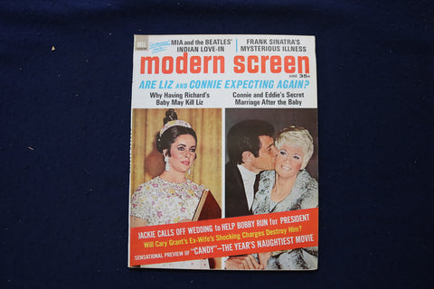 1968 JUNE MODERN SCREEN MAGAZINE - LIZ TAYLOR & CONNIE STEVENS COVER - E 18547