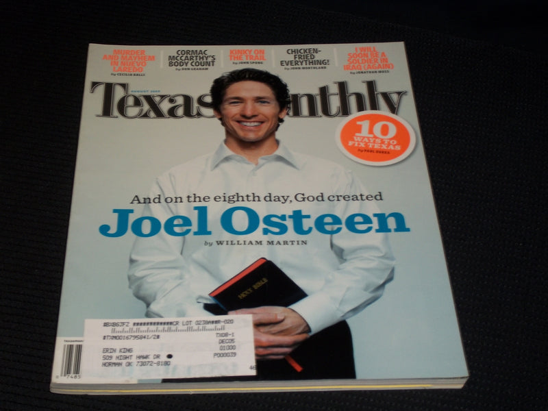 2005 AUGUST TEXAS MONTHLY MAGAZINE - JOEL OSTEEN FRONT COVER - E 7465