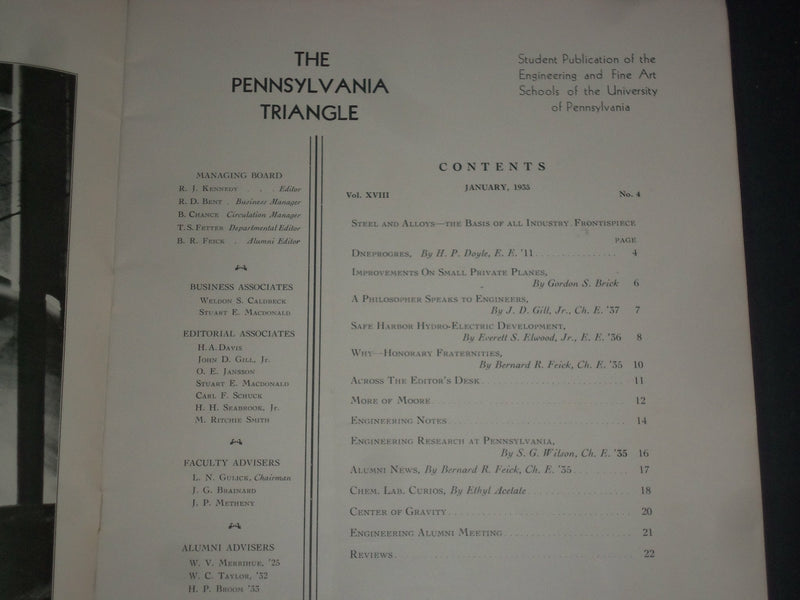 1935 JAN THE PENNSYLVANIA TRIANGLE MAGAZINE-UNIVERSITY OF PENNSYLVANIA- B 6223