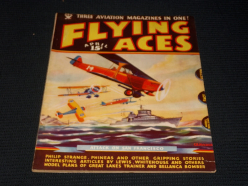 1935 APRIL FLYING ACES MAGAZINE - ATTACK ON SAN FRANCISCO FRONT COVER - E 6314