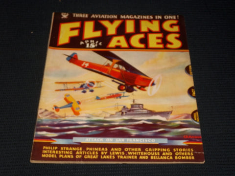 1935 APRIL FLYING ACES MAGAZINE - ATTACK ON SAN FRANCISCO FRONT COVER - E 6314