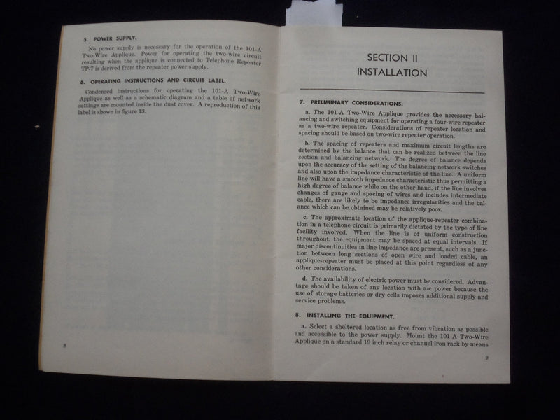 1940'S INSTRUCTION BULLETIN FOR 101-1 TWO-WIRE APPLIQUE SOFTCOVER BOOK - J 9631