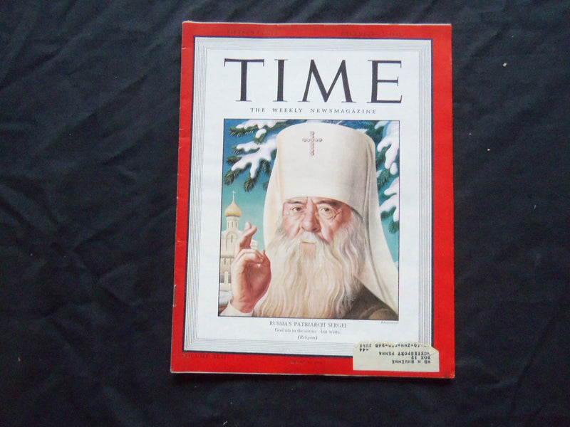1943 DECEMBER 27 TIME MAGAZINE - RUSSIA'S PATRIATCH IVAN SERGEI - T 896