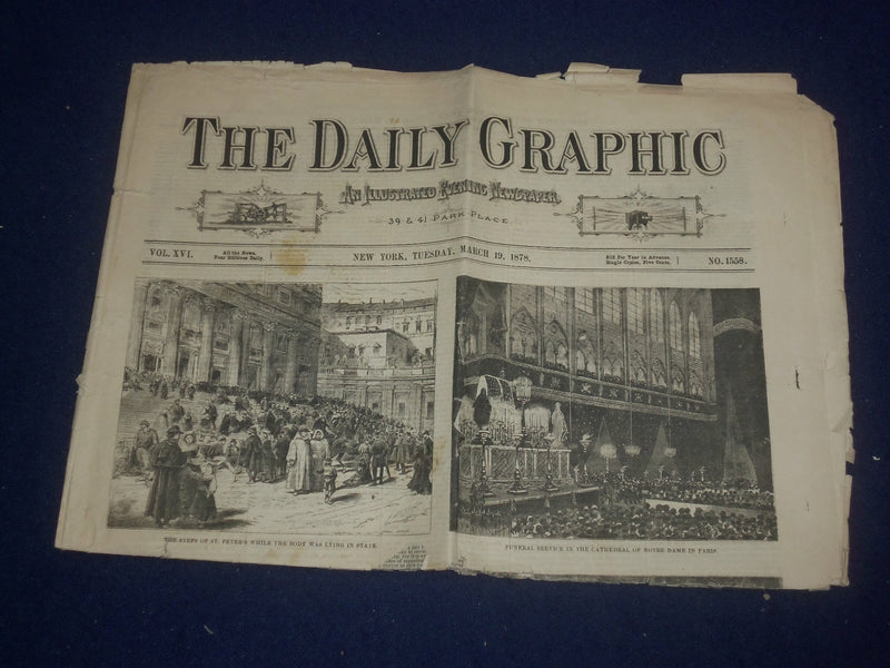 1878 MARCH 19 THE DAILY GRAPHIC - PIUS IX FUNERAL - AMERICAN COLLEGE - NP 5074