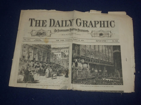 1878 MARCH 19 THE DAILY GRAPHIC - PIUS IX FUNERAL - AMERICAN COLLEGE - NP 5074