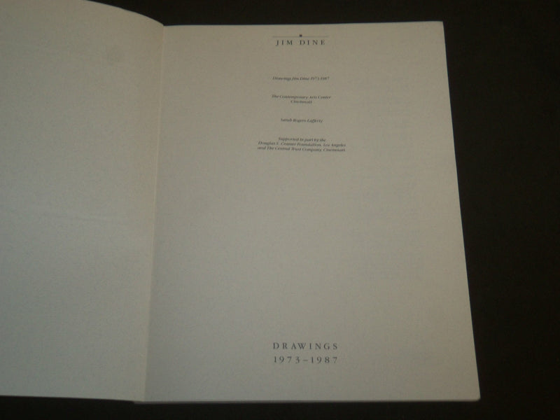 1988 JIM DINE DRAWINGS 1973-1987 BOOK - CONTEMPORARY ARTS CENTER - KD 5623