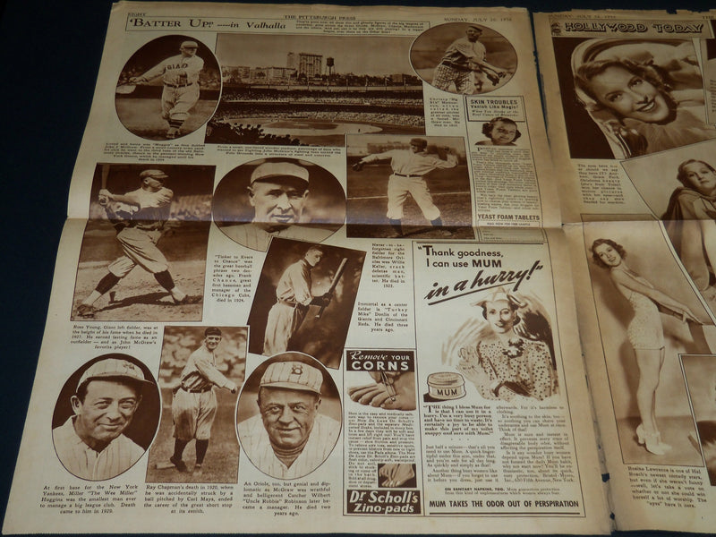 1936 JULY 26 PITTSBURGH PRESS SUNDAY METOR GRAVURE - MCGRAW -HUGGINS - NP 4544