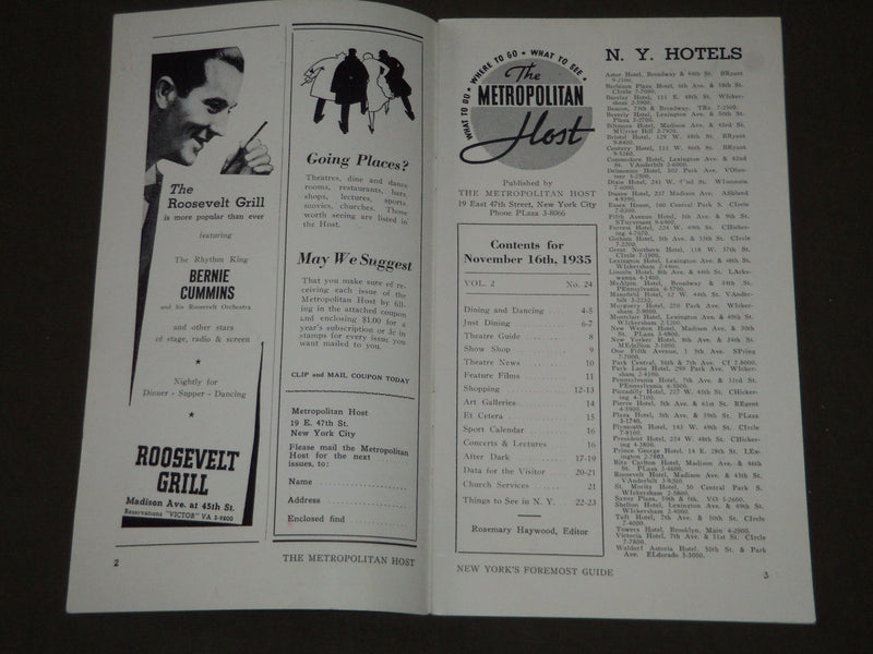 1935 NOVEMBER 16 THE METROPOLITAN HOST - JANE FROMAN & JAMES MELTON - J 2175