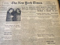 1950 FEBRUARY 5 NEW YORK TIMES - LEWIS REJECTS COAL TRUCE - NT 6126