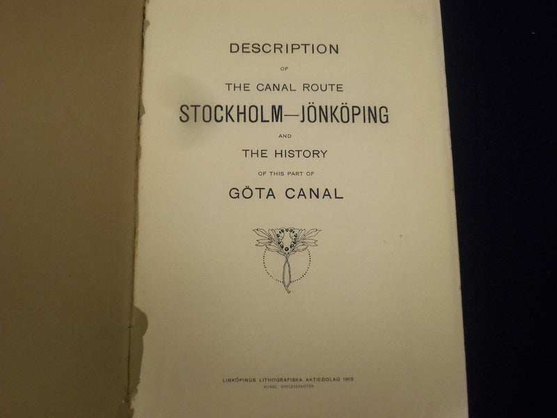 1913 CAPT. CLAUSEN'S GUIDE TO THE CANAL ROUTE STOCKHOLM JONKOPING GUIDE - J 1896