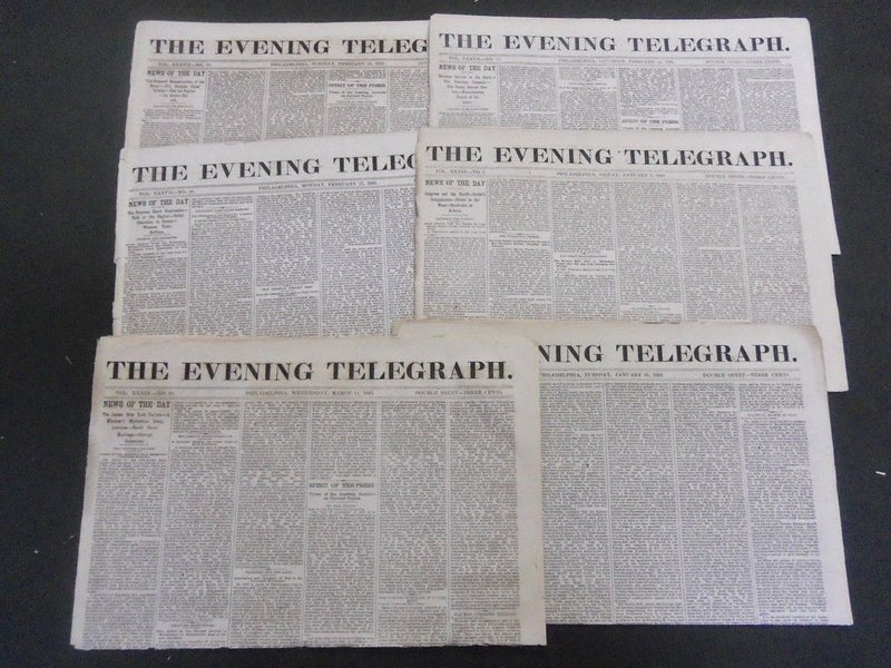 1881-1883 THE EVENING TELEGRAPH NEWSPAPER LOT OF 15 - NICE ADS - NP 1440