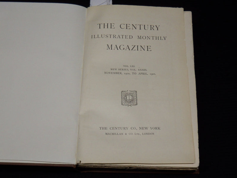 1900 NOVEMBER-1901 APRIL THE CENTURY MAGAZINE BOUND VOLUME - PARRISH - KD 2759R