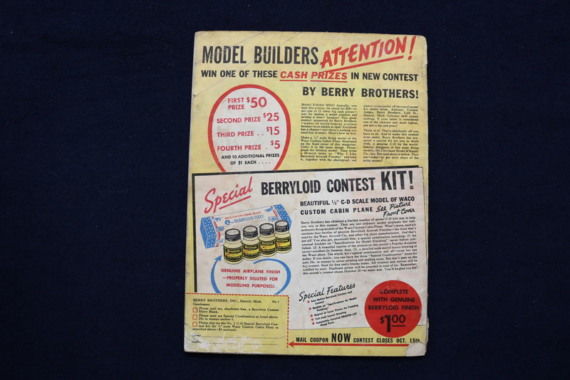 1936 OCTOBER POPULAR AVIATION MAGAZINE - WACO CUSTOM CABIN COVER - E 11327