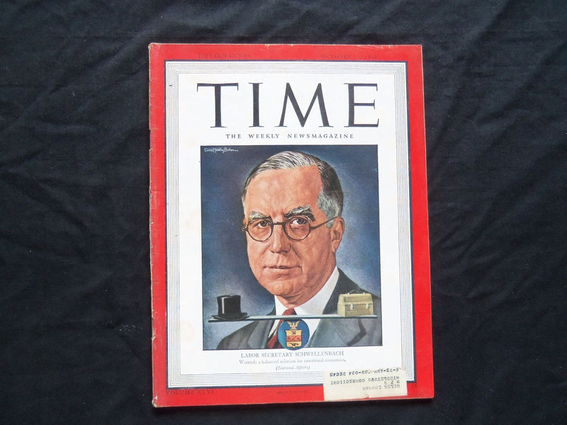 1945 OCTOBER 15 TIME MAGAZINE - LEWIS SCHWELLENBACH - T 990