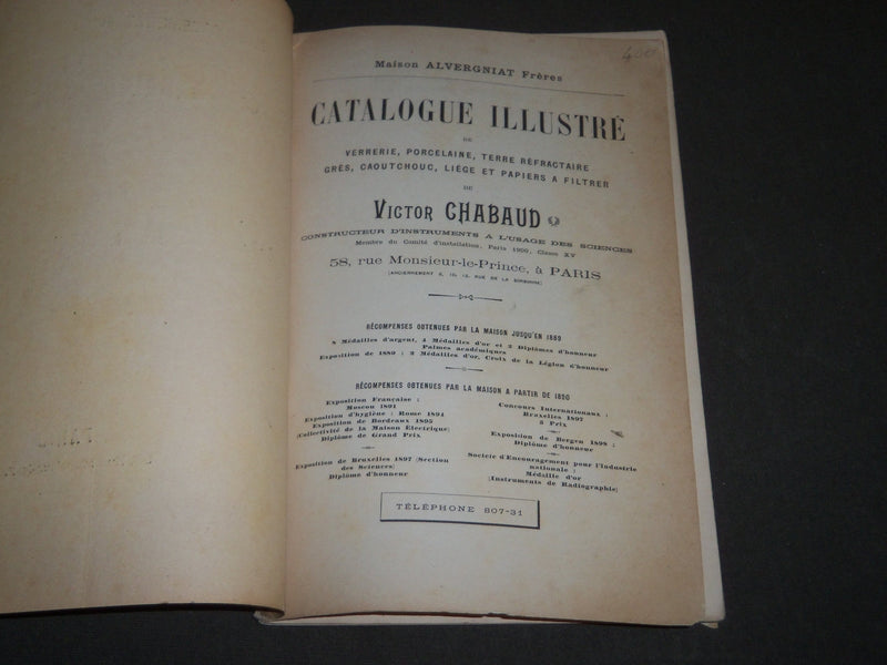 1900 VICTOR CHABAUD FRENCH CATALOGUE ILLUSTRÉ DE VERRERIE - FR 632
