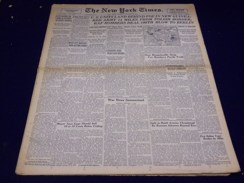 1944 JANUARY 3 NEW YORK TIMES - U. S. LAND BEHIND FOE IN NEW GUINEA - NT 2587