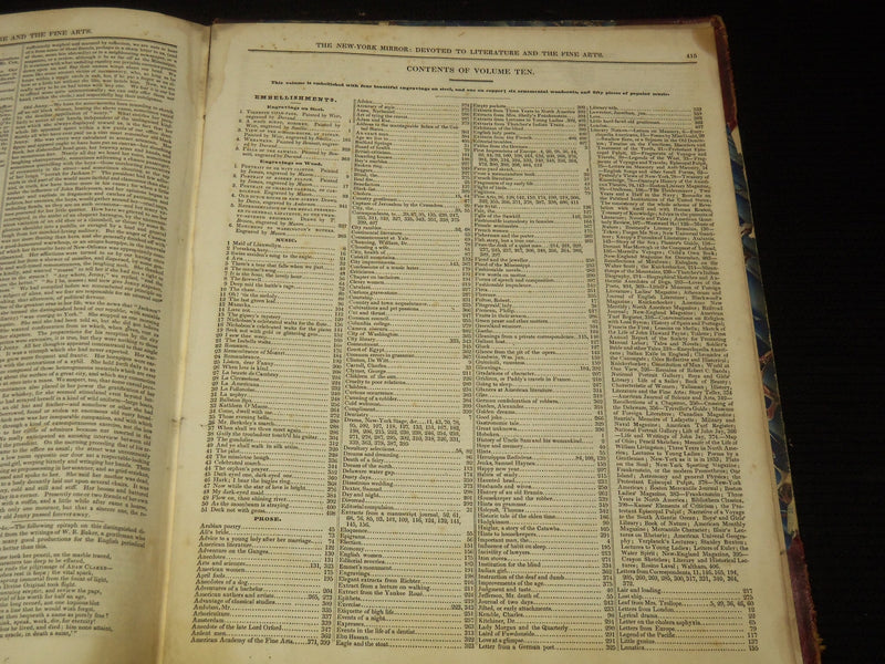 1832-1833 NEW YORK MIRROR AND LADIES GAZETTE BOUND VOLUME - ENGRAVINGS - R 89L