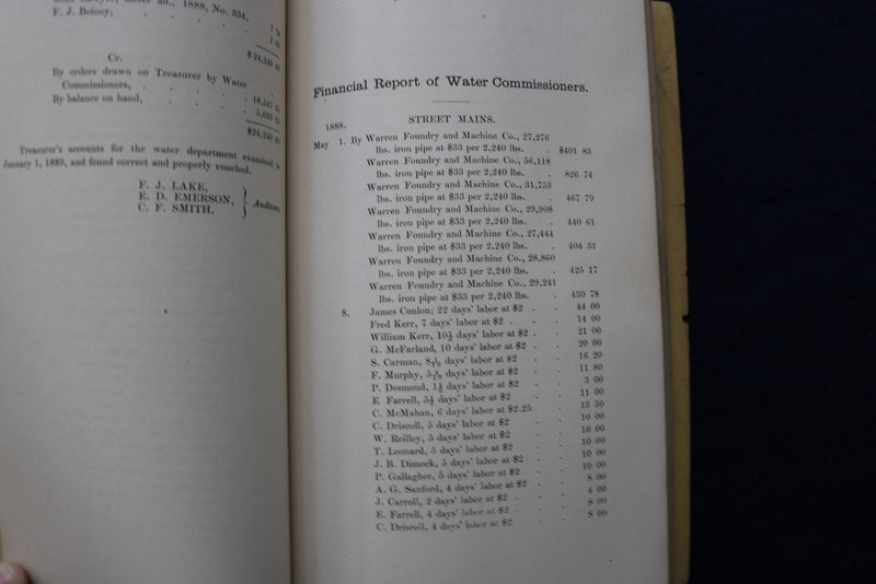 1888 WELLESLEY TOWN OFFICERS ANNUAL REPORT SOFTCOVER BOOK - K 906
