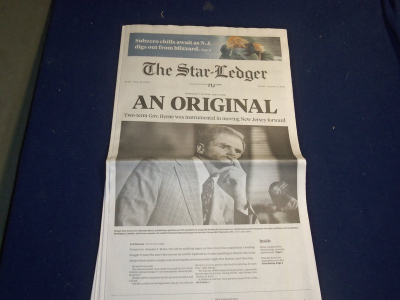 2018 JANUARY 5 STAR LEDGER NEWSPAPER - NJ GOV BRENDON BYRNE DIED - 1924-2018