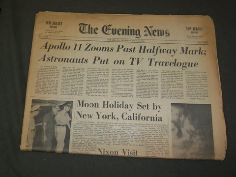 1969 JULY 17 THE EVENING NEWS NEWSPAPER - APOLLO 11 HALF WAY TO MOON - NP 3248