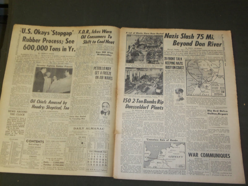 1942 AUGUST 2 NEW YORK SUNDAY NEWS - NAZIS 75 MI. BEYOND DON - NP 4300