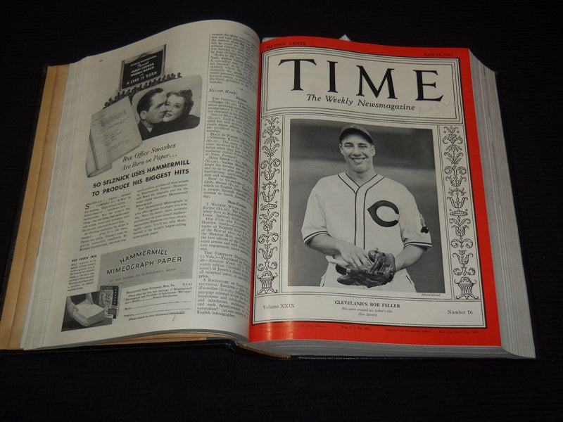 1937 APRIL-JUNE TIME MAGAZINE BOUND VOLUME - GREAT COVERS - NICE ADS - KD 3806M