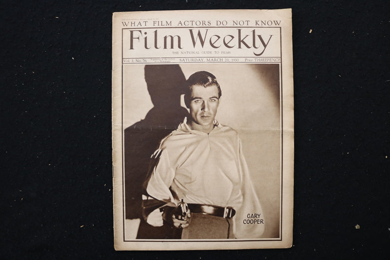 1930 MARCH 29 FILM WEEKLY MAGAZINE - GARY COOPER COVER - E 25870