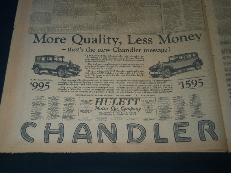 1926 NOV 21 NEW YORK TIMES AUTO & SPECIAL SECTION - FALL AND DOHENY - NT 7558