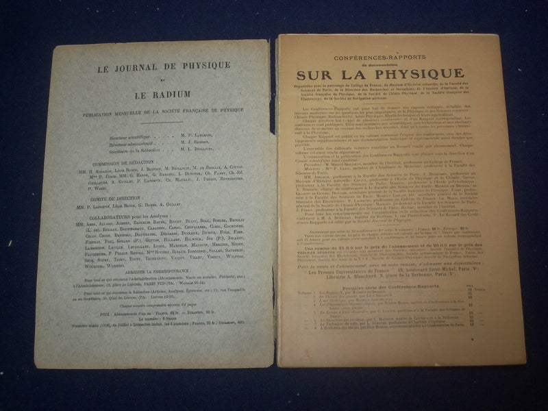1923 APRIL LE JOURNAL DE PHYSIQUE ET RADIUM - FRENCH TEXT - J 6013