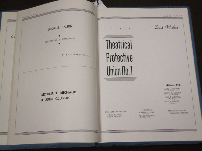 1937 ASSOCIATED MUSICIANS MEDICAL FUND BENEFIT LOCAL 802 PROGRAM - J 2081