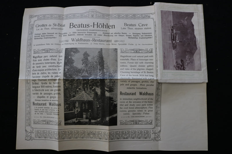 1910 BERNER OBERLAND TRAVEL GUIDE - FOLD-OUT - GERMAN TEXT - K 2217