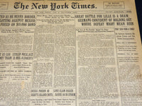 1915 JUNE 28 NEW YORK TIMES NEWSPAPER-GREAT BATTLE FOR LILLE IS A DRAW - NT 7706
