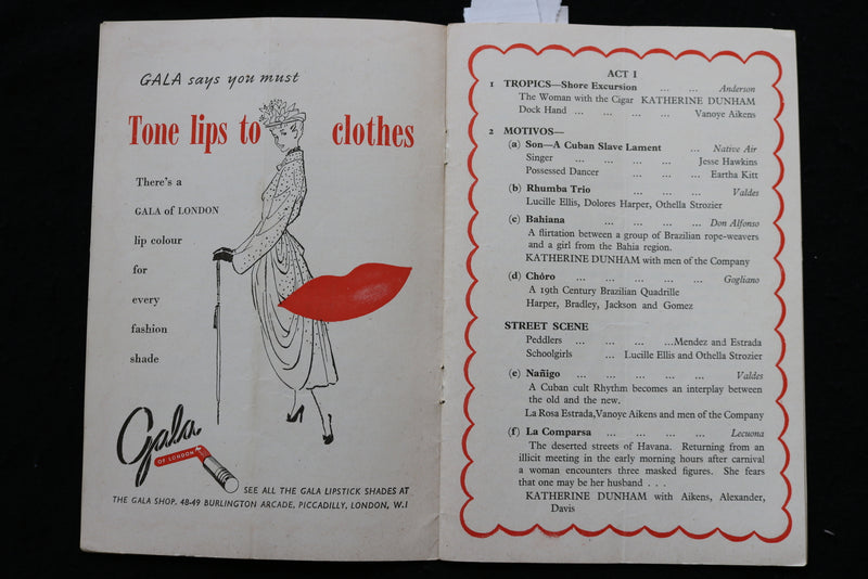1948 KATHERINE DUHHAM-A CARIBBEAN RHAPSODY PROGRAM -PRINCE WALES THEATRE- K 1839