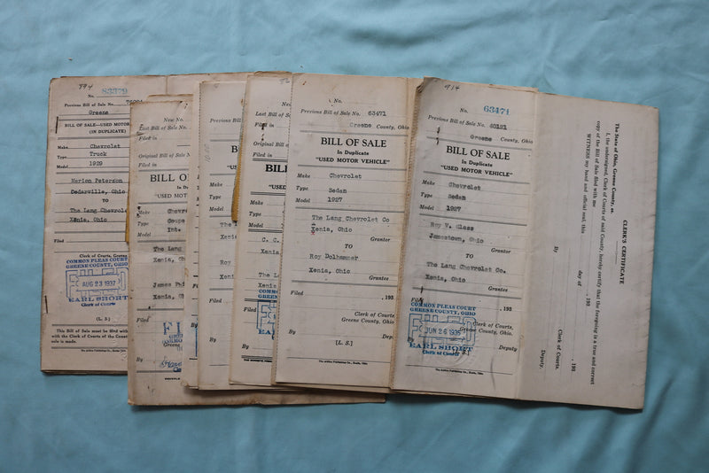 1920'S-1930'S OHIO MOTOR VEHICLE SALES CERTIFICATES - LOT OF 130 - K 2548