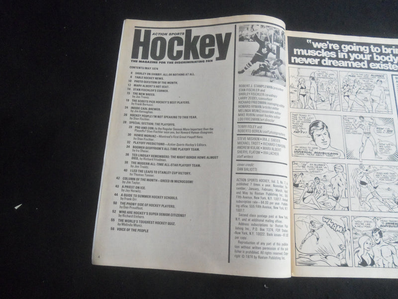1974 MAY ACTION SPORTS HOCKEY MAGAZINE - HOWIE MORENZ COVER - B 6235O