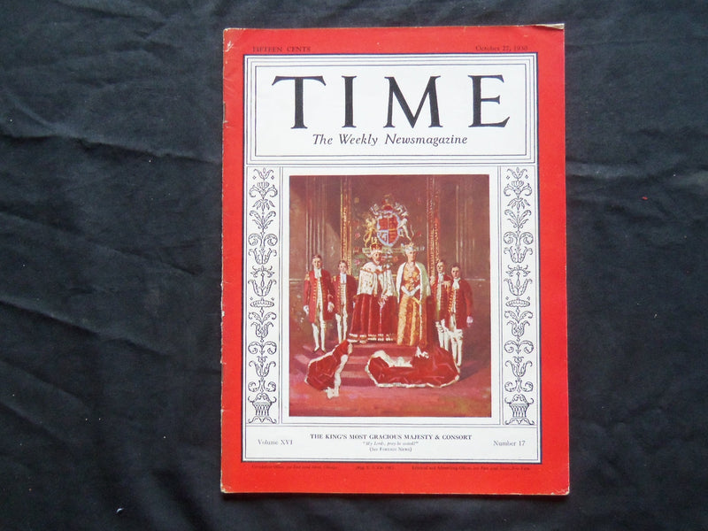 1930 OCTOBER 27 TIME MAGAZINE - KING GEORGE V AND QUEEN MARY - T 249