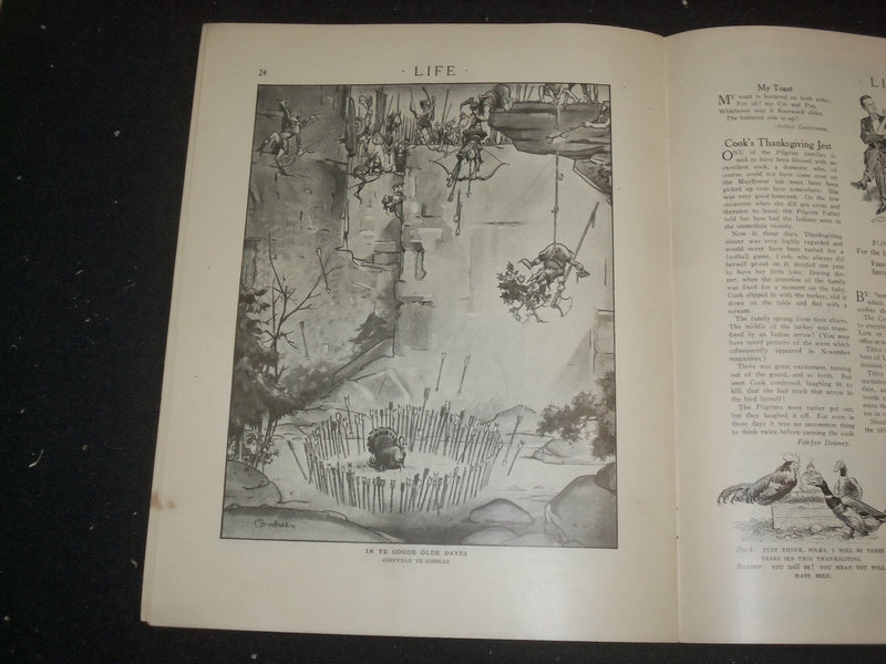 1924 NOVEMBER 20 LIFE MAGAZINE - THANKSGIVING NUMBER - BIRCH-BARK NEWS - ST 6505