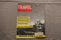 1957 JANUARY TRAVEL MAGAZINE - BARGAIN SITES FOR 1957 COVER - B 454J