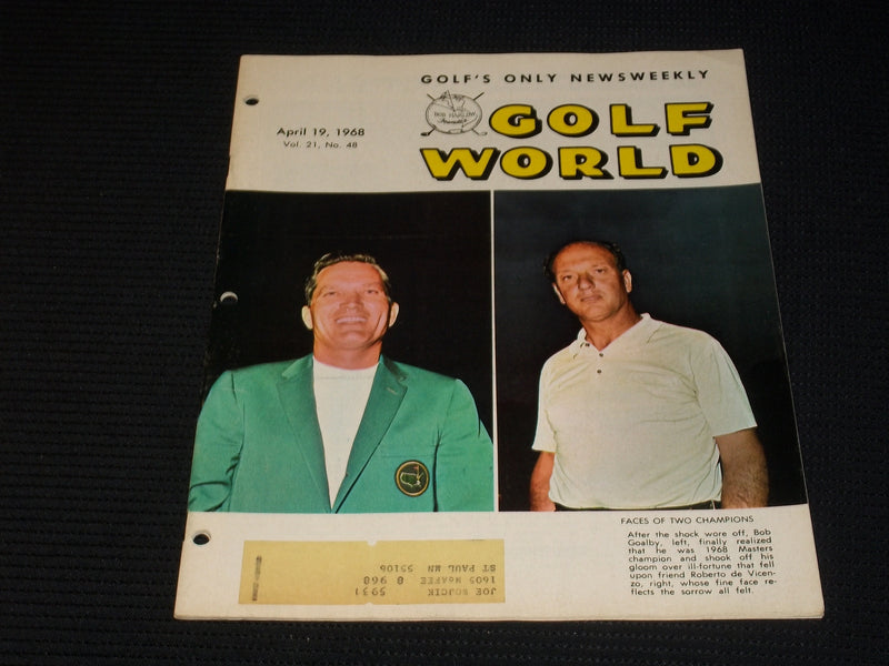 1968 APRIL 19 GOLF WORLD MAGAZINE - 1968 MASTERS SHOCK FRONT COVER - E 7195