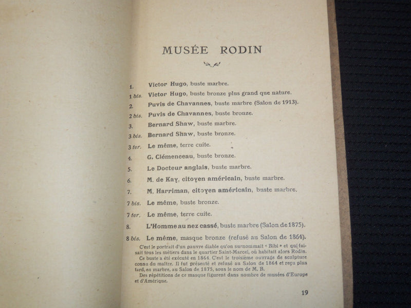 1926 MUSEE RODIN FRENCH CATALOGUE - SOMMAIRE DES OEUVRES - K 2167